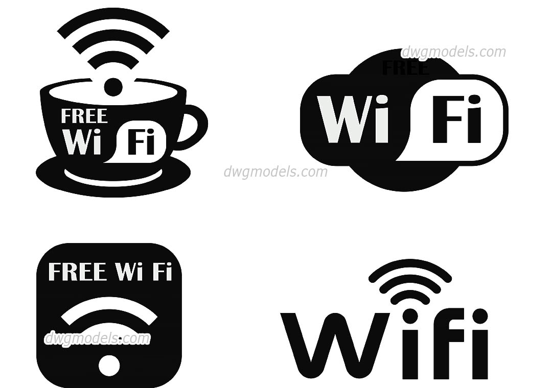 1080x760 Wi Fi Logo, Icon Vector, Free Autocad Download