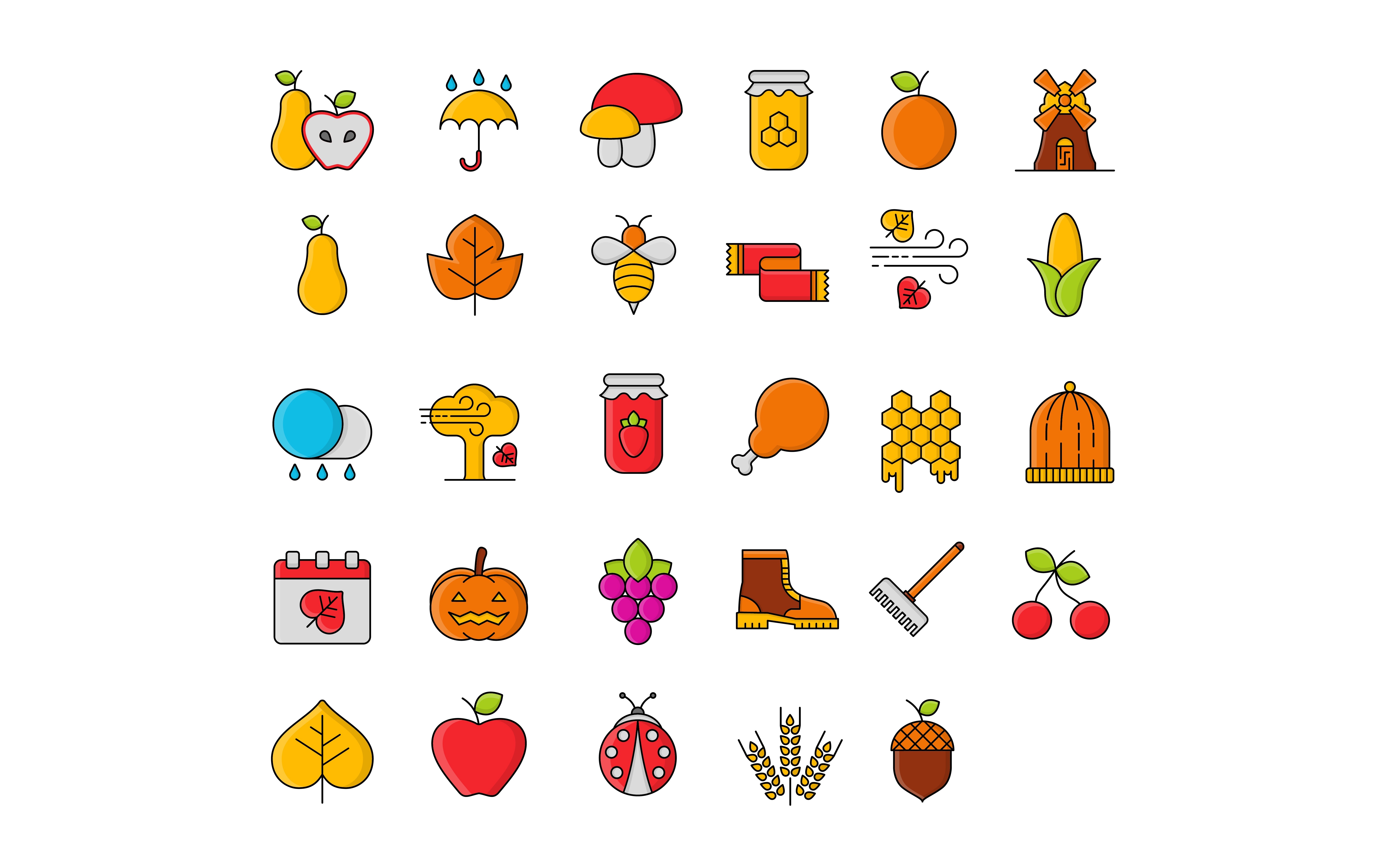 6168x3896 Autumn Icons Set Graphic
