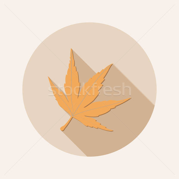 600x600 Flat Design Autumn Leaf Icon With Long Shadow Vector