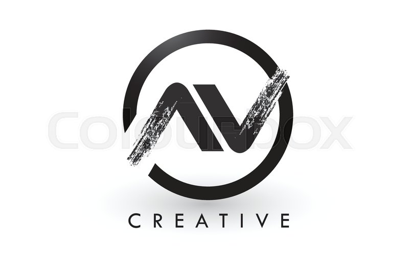 800x508 Av Brush Letter Logo Design With Black Stock Vector Colourbox
