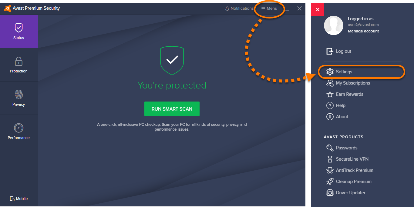 1365x683 Opening The Avast Antivirus User Interface Official Avast Support