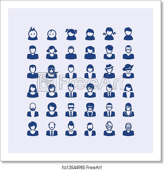 561x581 Free Art Print Of Set Of Avatar Icons Set Of People Icons
