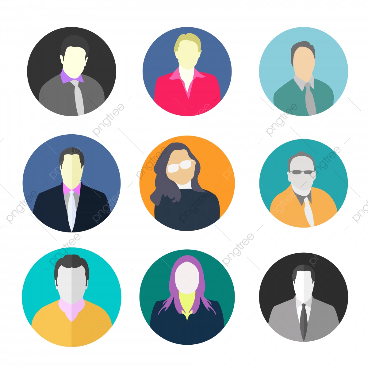 1200x1200 Man Woman Avatar Circle Flat Icon Set Collection Man Woman Avatar