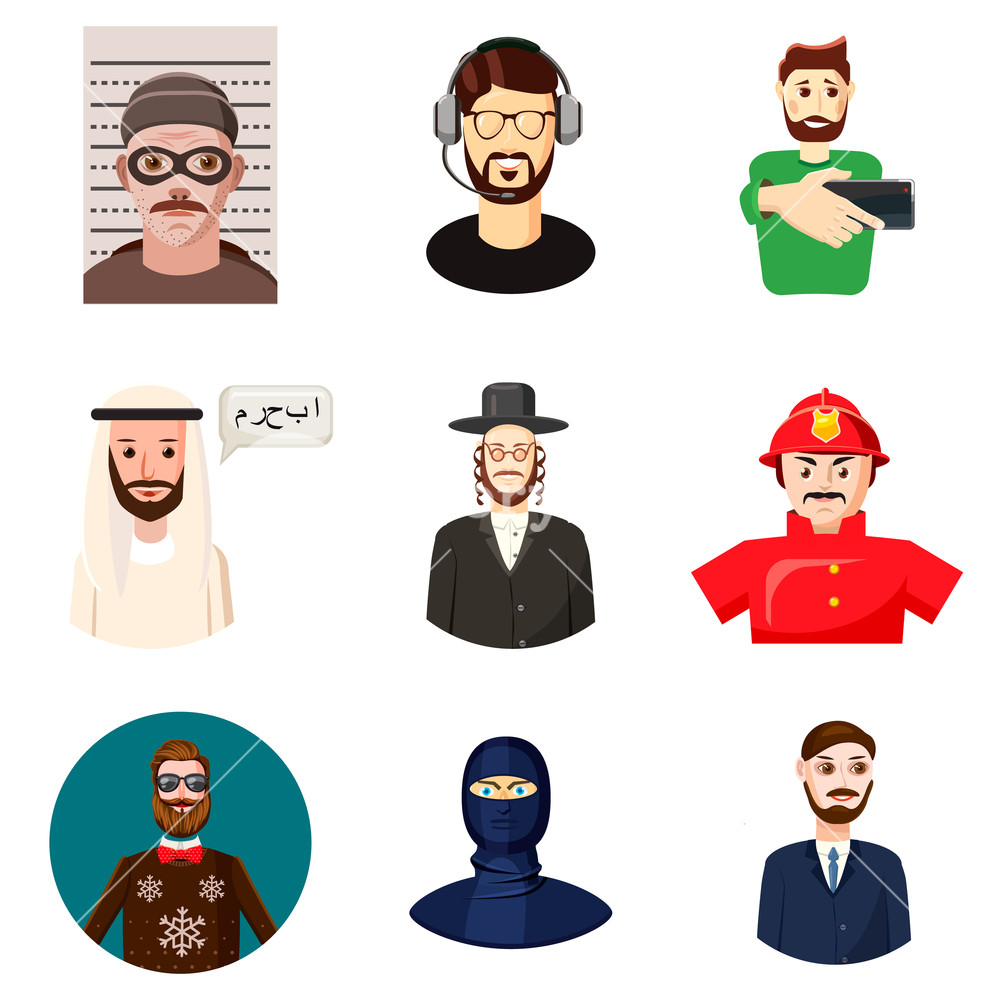 1000x1000 Man Avatar Icon Set Cartoon Set Of Man Avatar Vector Icons
