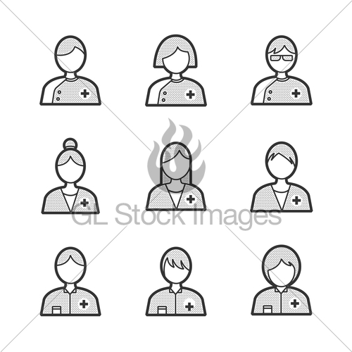 500x500 Medical Avatar Icon Set Gl Stock Images