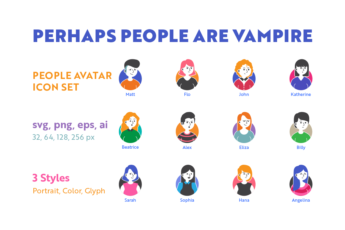 1158x772 People Avatar Icon Set