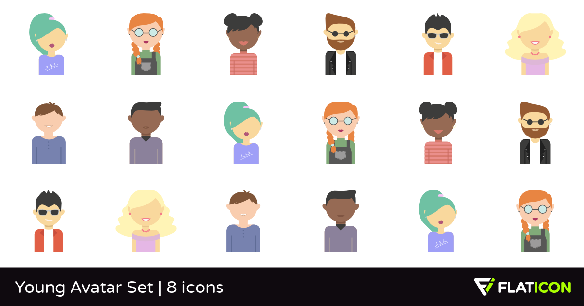 1200x630 Young Avatar Set Free Icons