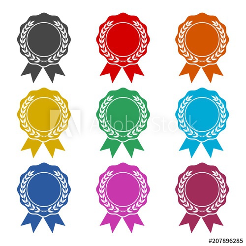 500x500 Badge With Ribbons Icon, Award Ribbon, Color Icons Set