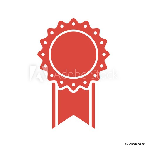 500x500 Red Badge With Ribbons Icon, Award Ribbon Symbol