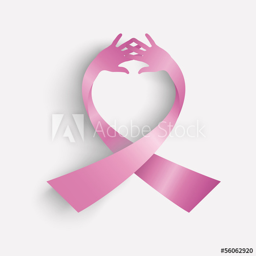 500x500 Cancer Awareness Ribbon Icon Human Hands Composition