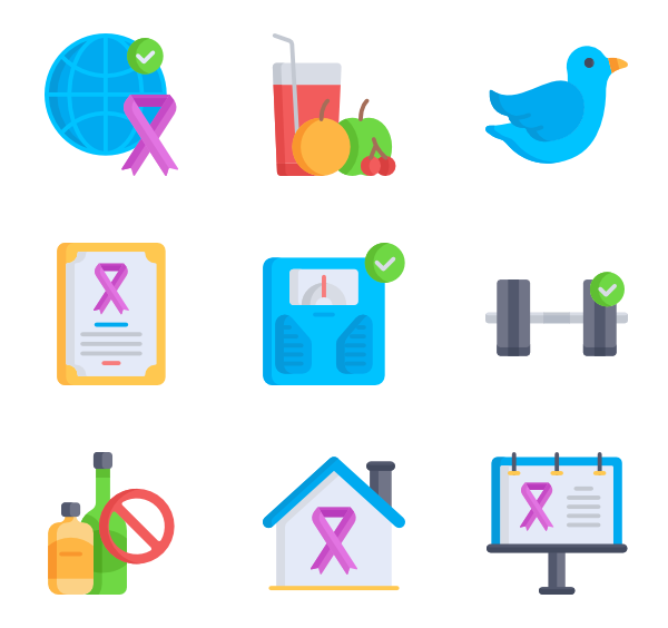600x564 Cancer Ribbon Icons