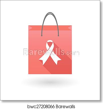 362x382 Red Shopping Bag Icon With A Social Awareness Ribbon, Art Print