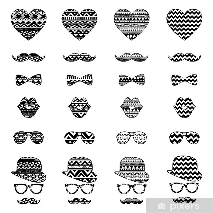 700x700 Hipster Vintage Icon With Aztec Pattern Background Poster Pixers