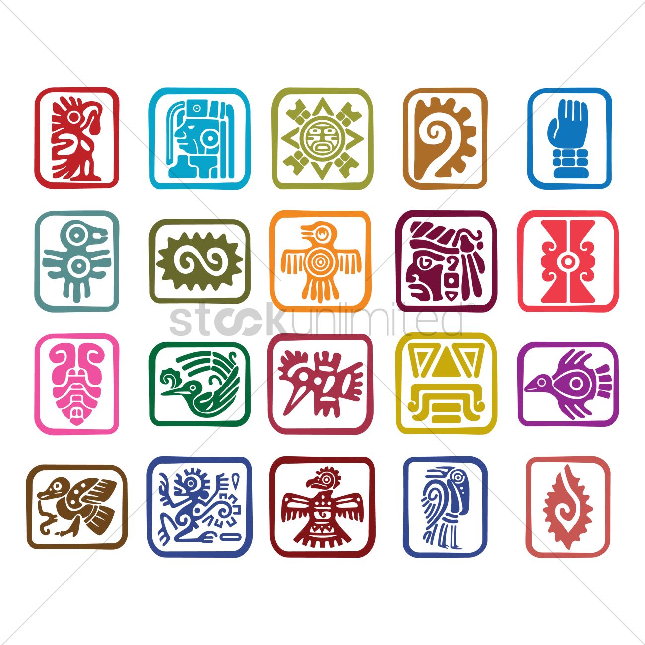 1300x1300 Set Of Aztec Symbol Icons Vector Image