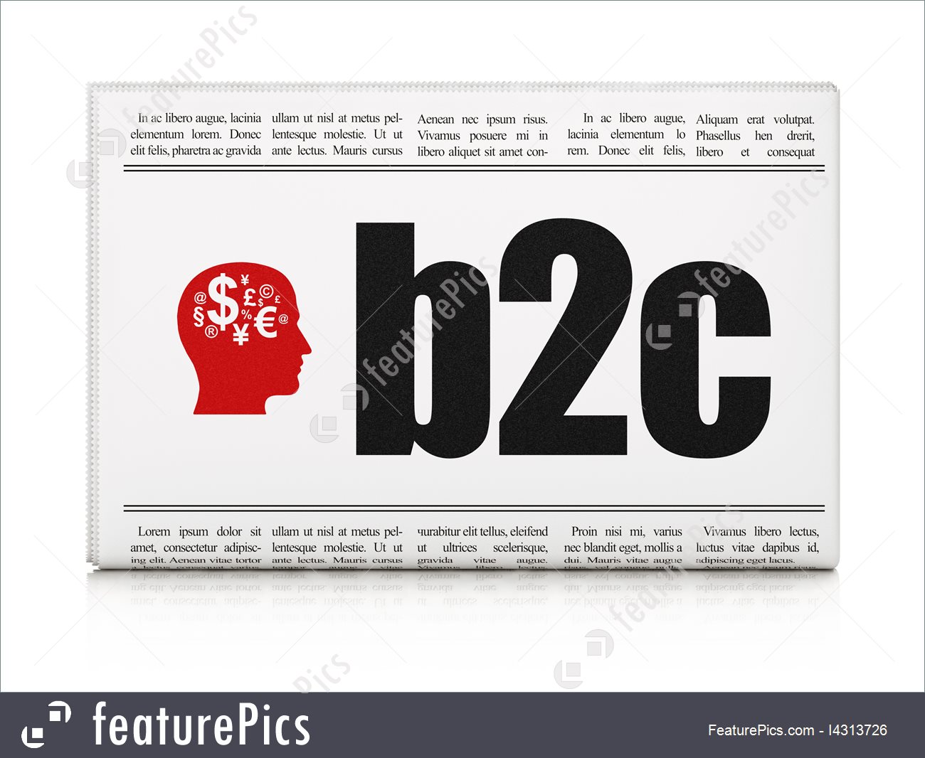 1300x1066 Newspaper With And Head With Finance Symbol Illustration