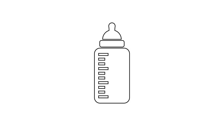 852x480 Grey Baby Bottle Line Icon Stock Footage Video