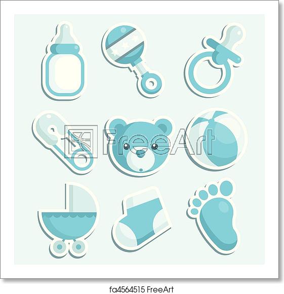 561x581 Free Art Print Of Baby Boy Icons Set Of Blue Baby Boy Icons