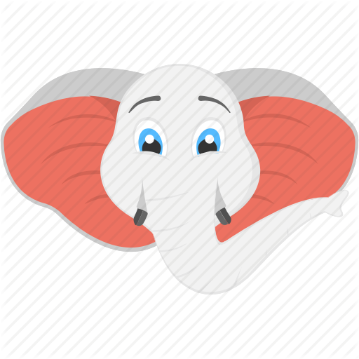 512x512 Baby Elephant, Elephant Face, Large Ears, White Elephant Face