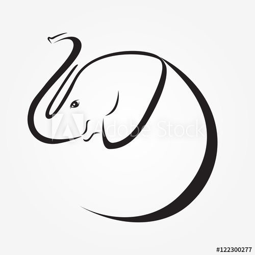 500x500 Baby Elephant Icon Vector Hand Drawing Sketch Simple Elegant