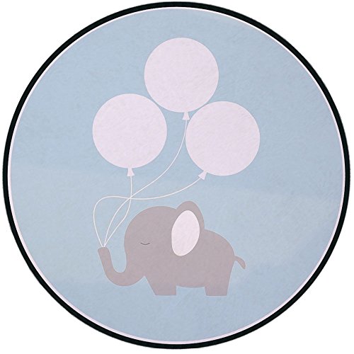 500x500 Printing Round Rug,elephant Nursery Decor,little Baby Elephant