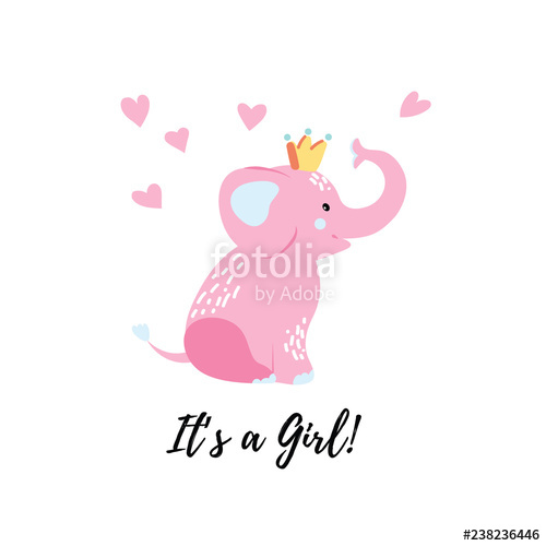 500x500 Vector Illustration Cartoon Style Icon Of Funny Baby Elephant