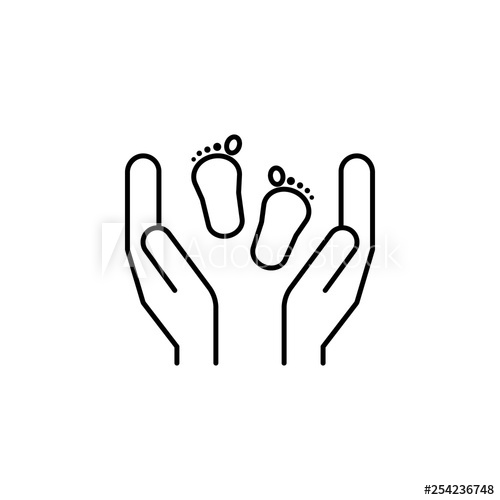 500x500 Mother Hands, Baby Feet Icon Element Of Maternity Culture Thin