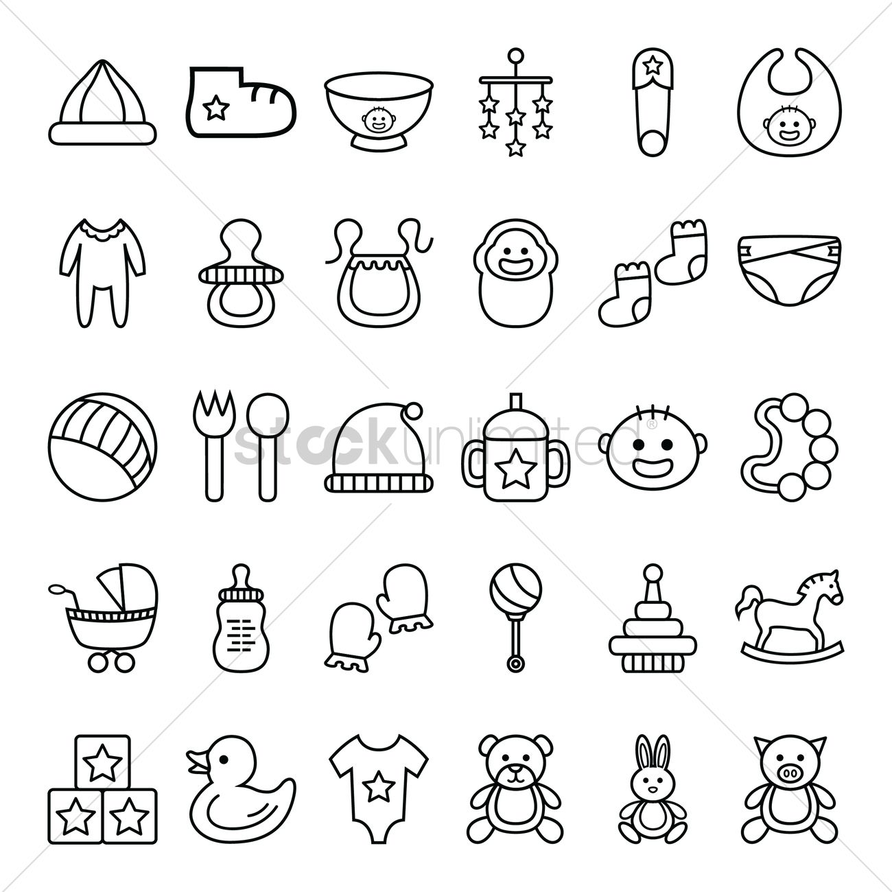 1300x1300 Free Set Of Baby Icons Vector Image