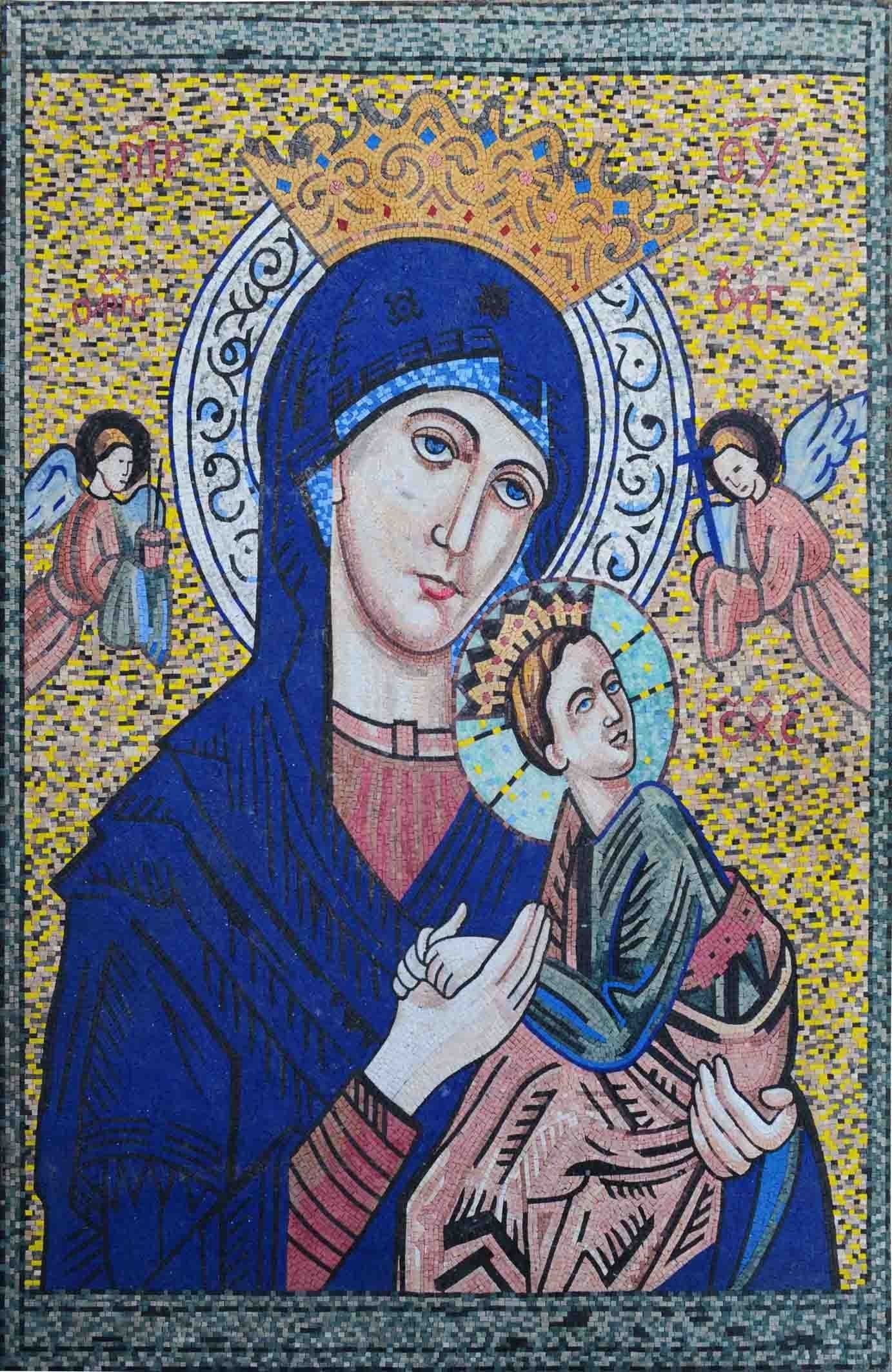1383x2126 Baby Jesus And Virgin Mary Christian Mosaic Icon Religious Mozaico