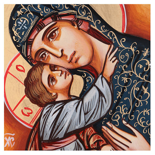 500x500 Carved Icon Of The Virgin Mary With Green Mantle And Baby Online