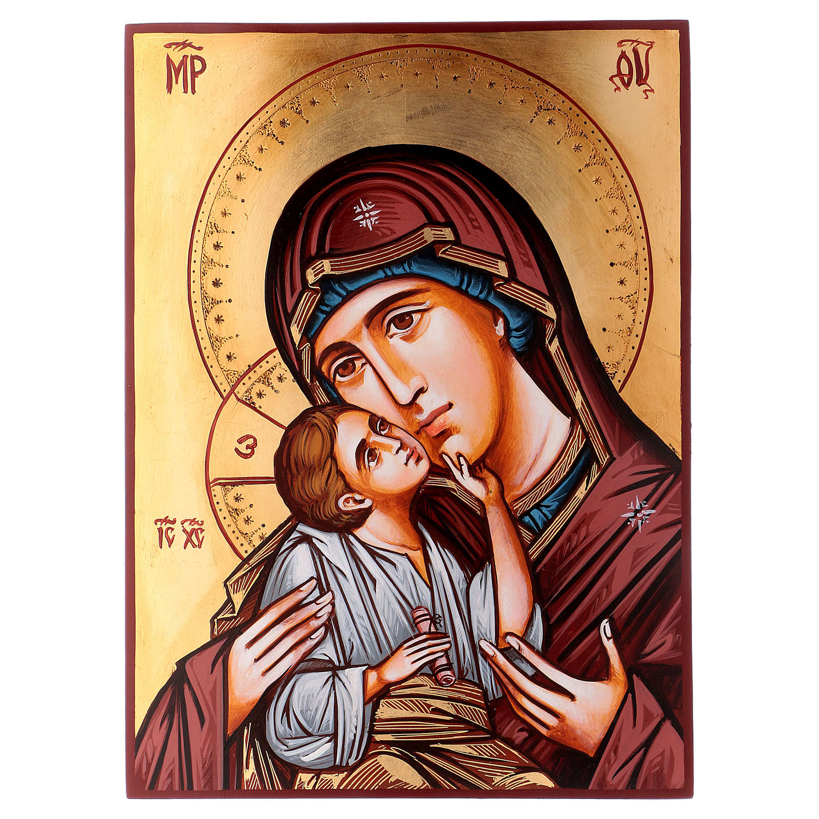 1600x1600 Carved Icon Of The Virgin Mary With Red Mantle And Baby Online