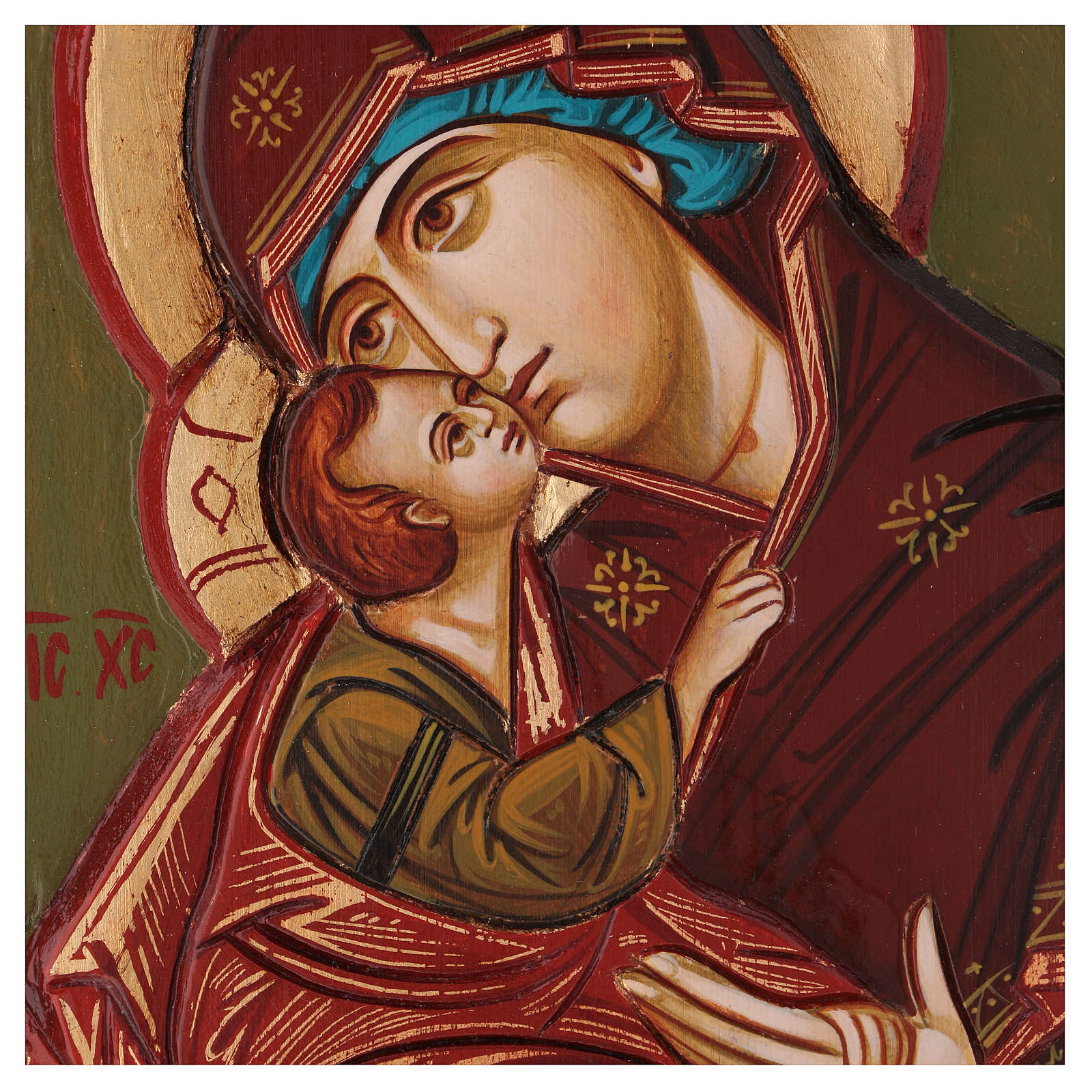 1600x1600 Icon Of The Virgin Mary With Baby Jesus Carved On A Green Online