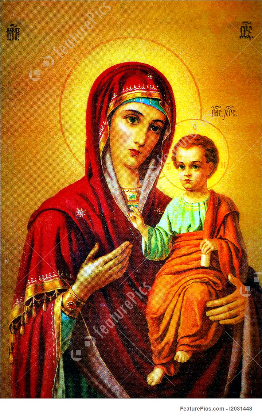 853x1360 Virgin Mary With Jesus Icon Picture