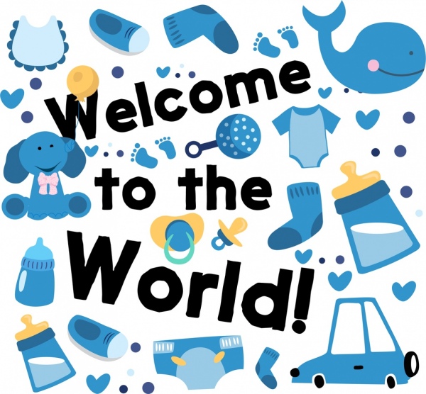 600x556 Baby Shower Banner Personal Accessories Icons Blue Decor Free