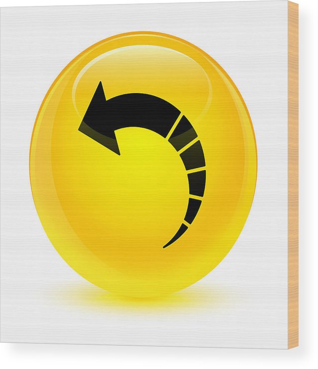 639x740 Back Arrow Icon Glassy Yellow Round Button Wood Print