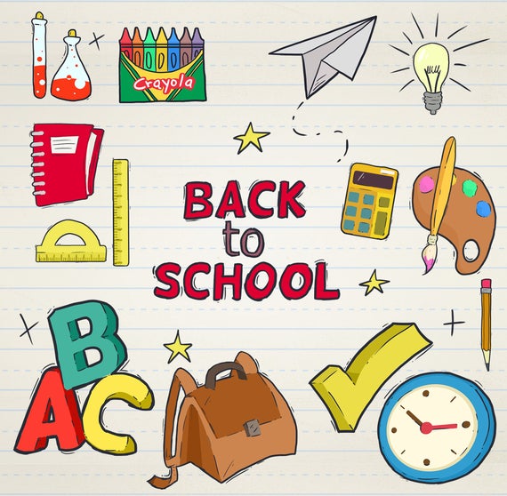 570x558 Colorful School Clipart Classroom Clipart Cute Teacher Etsy