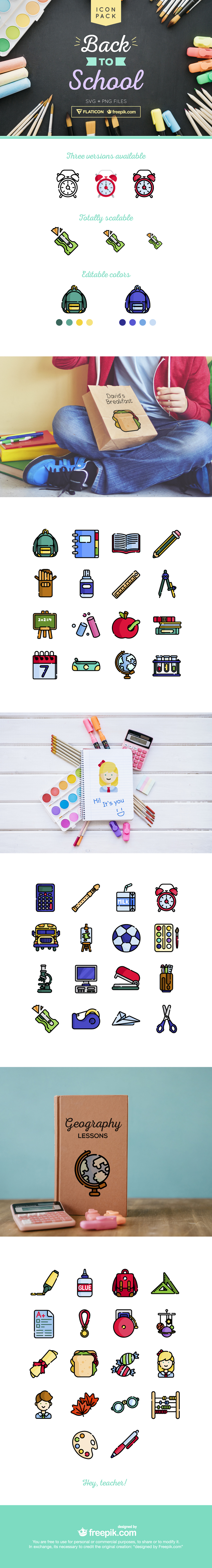 750x5550 Free Back To School Flat Line Icon Set