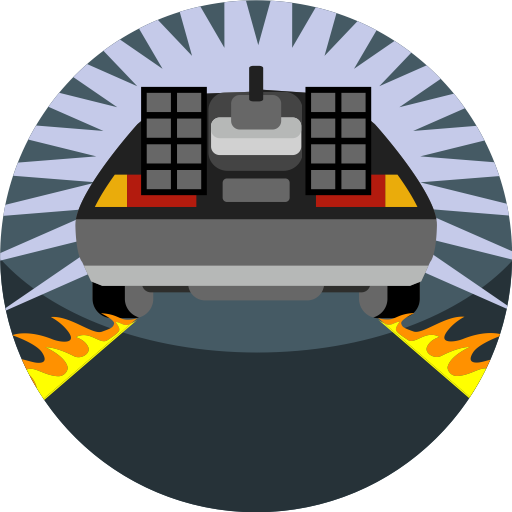 512x512 Back To The Future, Car, Delorean, Fast, Fire, Vehicle Icon