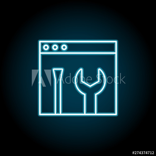 500x500 Frontend, Seo, Backend Neon Icon Simple Thin Line, Outline Vector