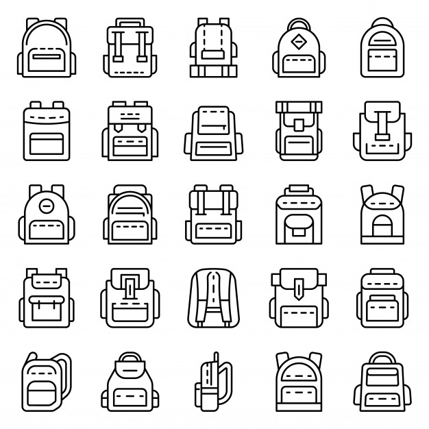 626x626 Backpack Icon Set Outline Set Of Backpack Vector Icons Vector