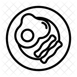 256x256 Egg And Bacon Icon Of Line Style