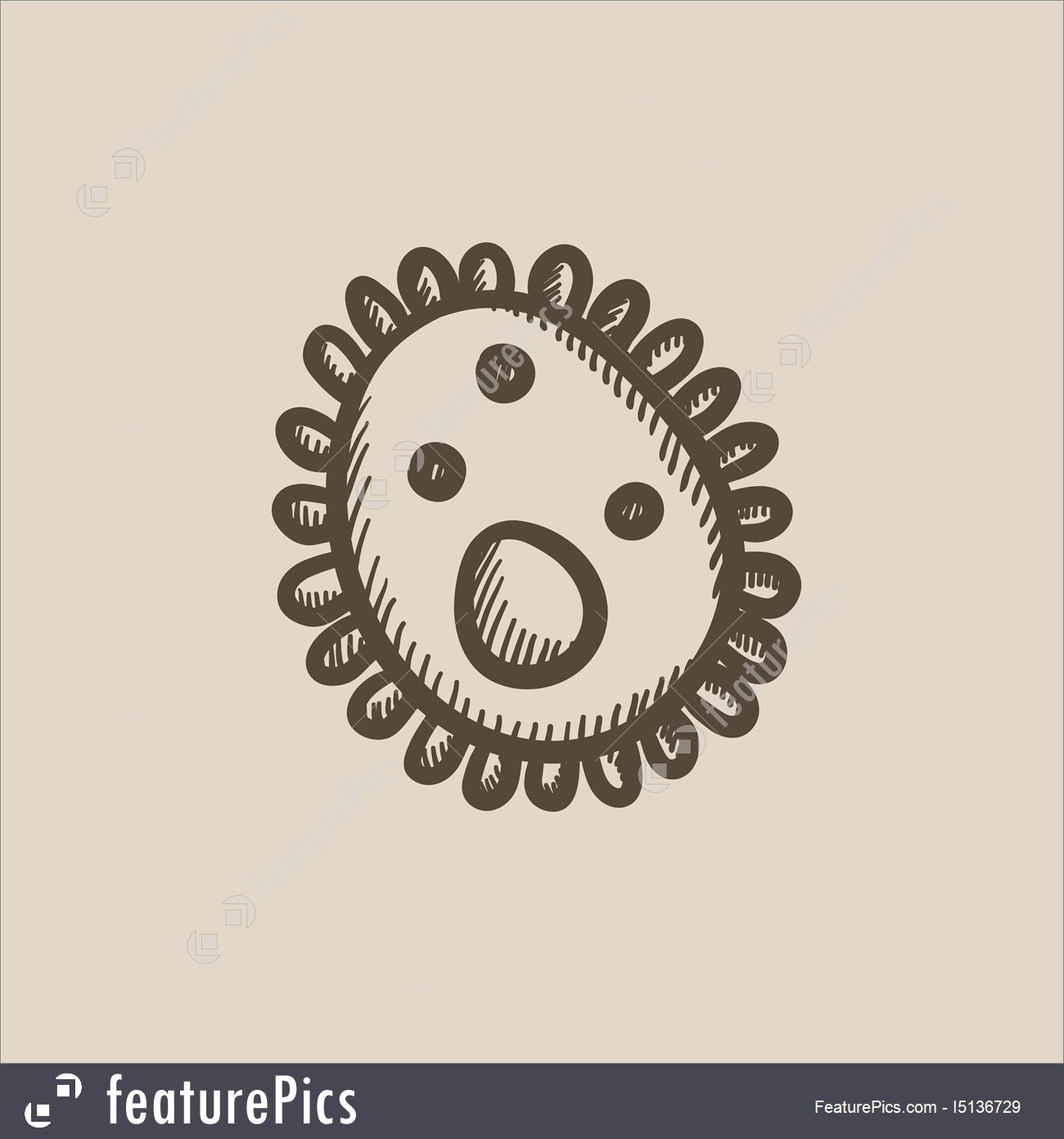 1300x1392 Bacteria Sketch Icon Stock Illustration