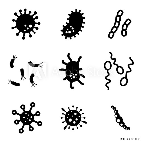 500x500 Vector Black Bacteria Icons Set Bacteria Icon Object, Bacteria