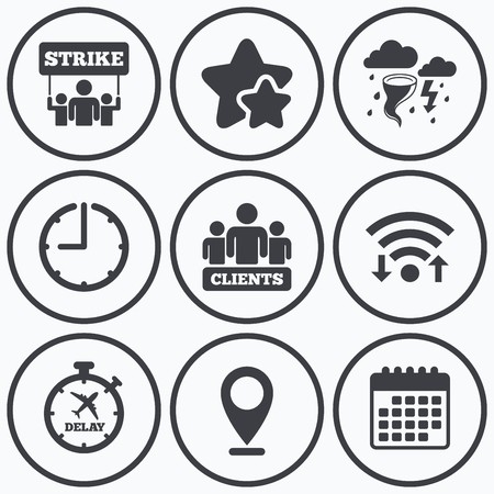 450x450 Clock, Wifi And Stars Icons Strike Icon Storm Bad Weather