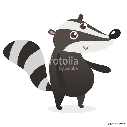 500x500 Cute Cartoon Badger Illustrated Vector Badger Icon Flat Design