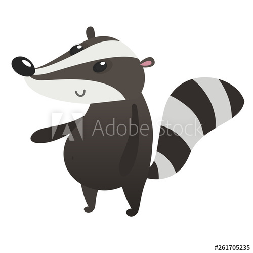 500x500 Cute Cartoon Badger Illustration Vector Badger Icon Flat Design