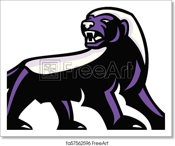 560x470 Free Art Print Of Honey Badger Full Body Side Mascot Mascot Icon