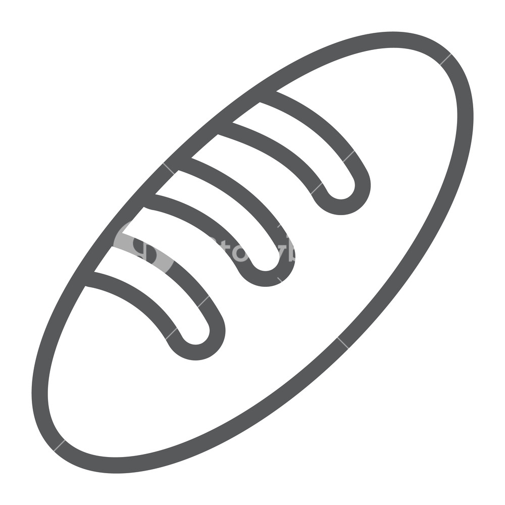 1000x1000 Bread Line Icon, Food And Bun, Baguette Sign, Vector Graphics