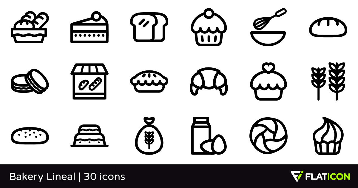1200x630 Bakery Lineal Free Icons