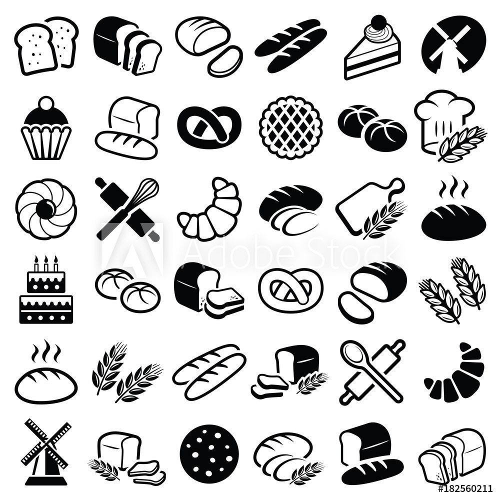 1000x1000 Fotografie, Obraz Bakery Icon Collection