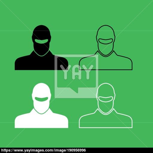 512x512 Man In Balaclava Or Pasamontanas Icon Black And White Color Set